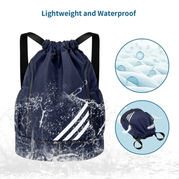 Outdoor Sports Backpacks Soccer Drawstring Bag Gym Backpack Travel Hiking Draw String Back Bag Multi-Pocket Waterproof - Image 2