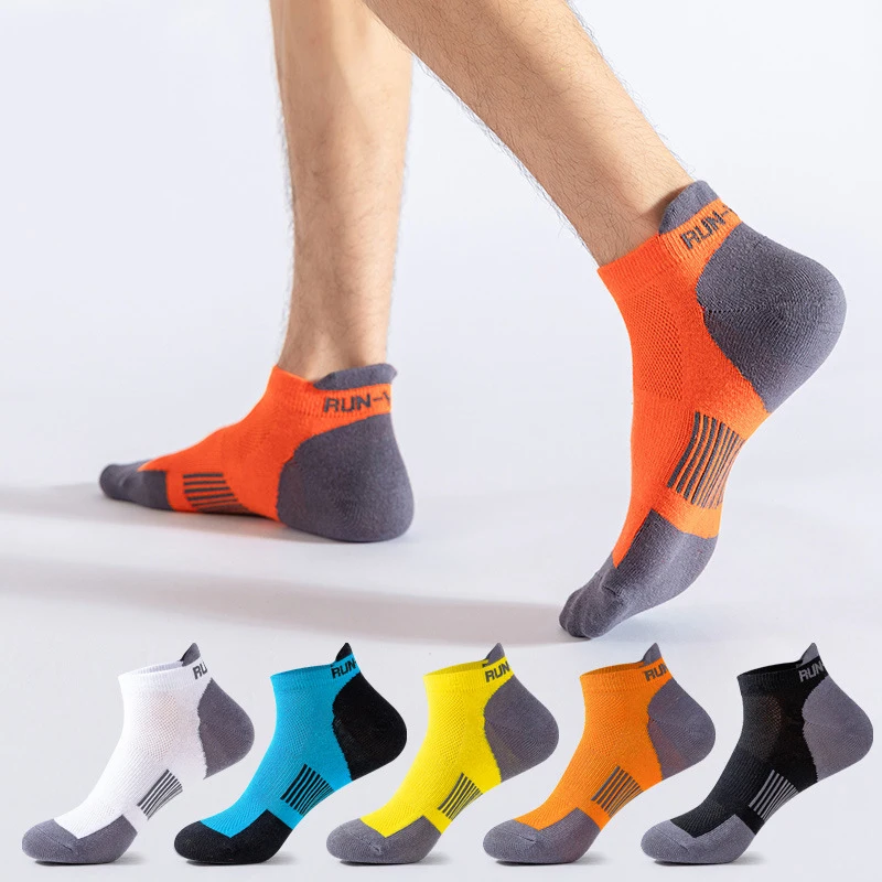 5 pairs hot selling men’s summer short socks mesh breathable men’s daily leisure colorful sports ankle socks for man 39-44