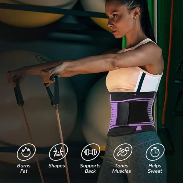 Lumbar Support Belt Lower Back Brace Abdominal Binder Men Women Waist Trainer Corset Sweat Slim Belt for Sports Gym Pain Relief - Image 5