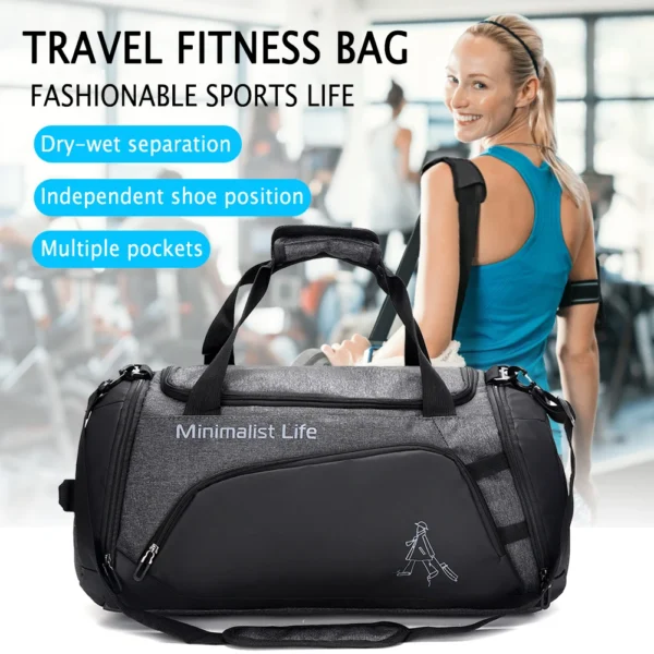 Unisex Sports Backpack Large Capacity Yoga Bag with Shoe Compartment Waterproof Fitness Shoulder Bag for Outdoor Camping Travel - Image 2