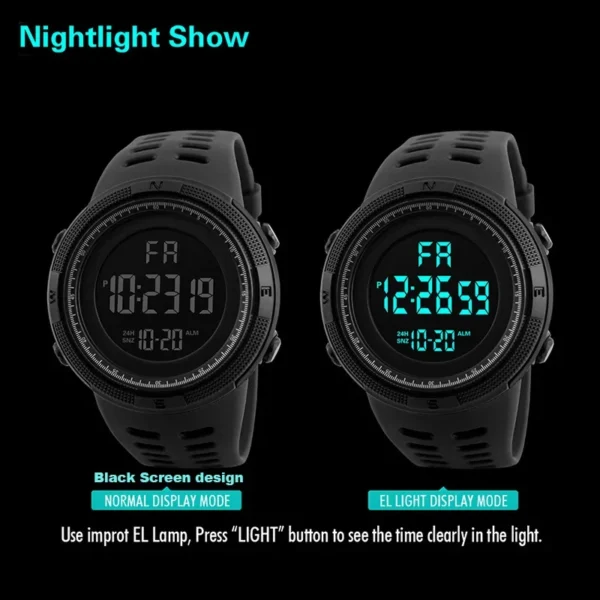 Men's Watch Sports Digital Watches for Man Big Dial Luminous Waterproof Alarm Clock Multifunction Military Electronic Wristwatch - Image 5