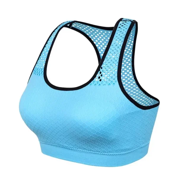 Mesh Sports Bra Hollow Out Sport Top Seamless Fitness Yoga Bras Women Gym Padded Running Vest Shockproof Push Up Crop - Image 5