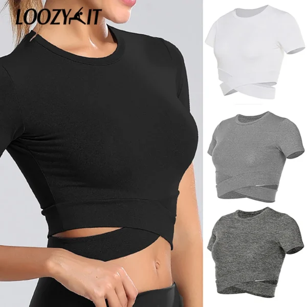 Sports Tight Yoga Shirts Crop top Women short sleeve t-shirt Gym Tops Fitness Running Workout Sport top Gym Wear Sports Wear