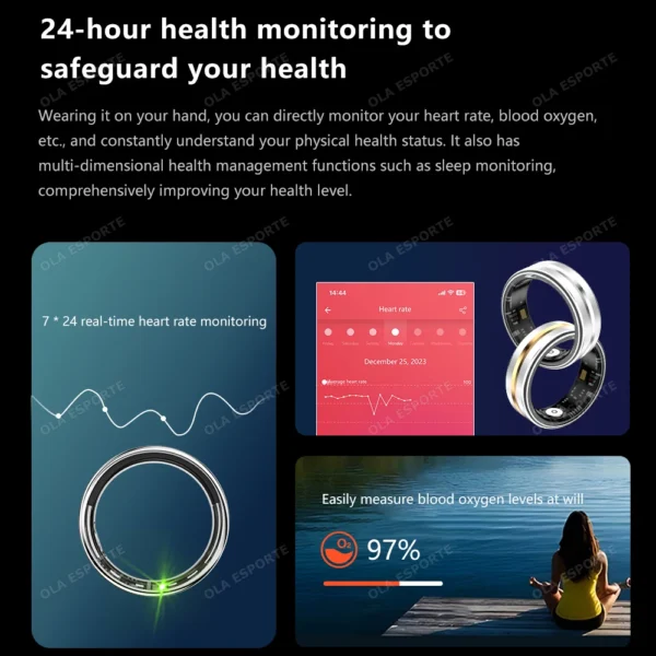 5ATM Waterproof Smart Ring For Men Women Health Monitor Photo Control Sleep Recording Sport Mode GPS Tracking Smartring 2024 New - Image 4