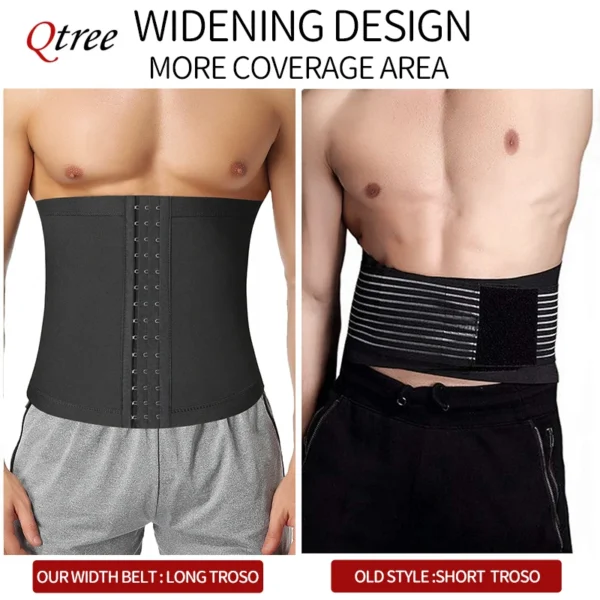 Qtree Mens Abdomen Reducer Fitness Sweat Trimmer Slimming Belt Waist Trainer Belly Cincher Shapewear Corset Sauna Body Shaper - Image 3