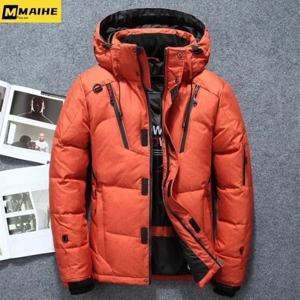 -20 Degree Winter Men's White Duck Down Jacket Thicken Warm Snow Coat Male Hooded Windbreaker Down Parkas Outerwear Sportswear - Image 4