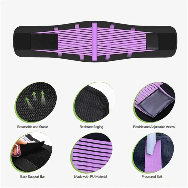 Lumbar Support Belt Lower Back Brace Abdominal Binder Men Women Waist Trainer Corset Sweat Slim Belt for Sports Gym Pain Relief - Image 3