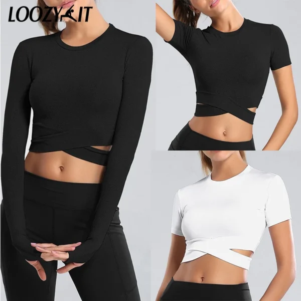 Sports Tight Yoga Shirts Crop top Women short sleeve t-shirt Gym Tops Fitness Running Workout Sport top Gym Wear Sports Wear - Image 4