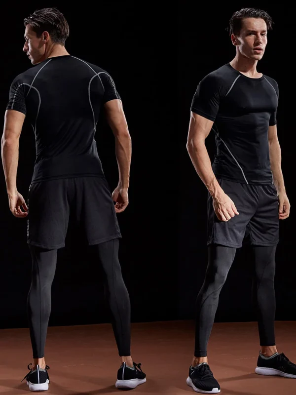 2023 Compression T Shirt Men Summer Sportswear Running T-shirt Elastic Quick Dry Sport Tops Tee Athletic Gym Workout Shirts Men - Image 3