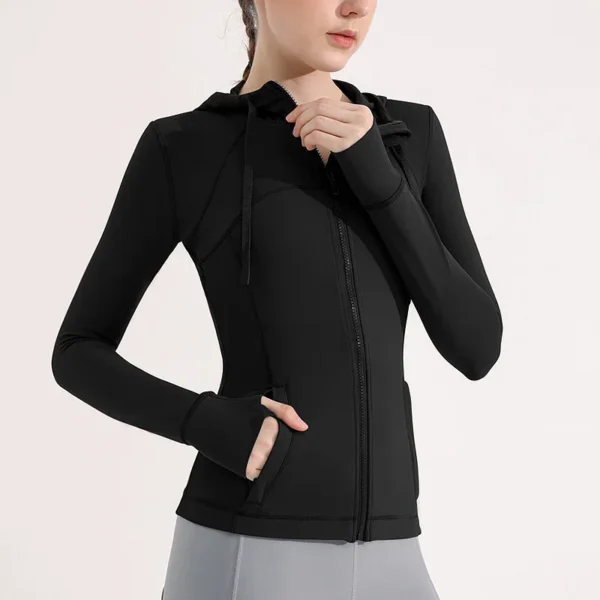 Women's Tight Sportswear Jacket Zipper Running Coat Sports Sweatshirt Autumn Naked Hooded Training Top Sport Outfit for Woman - Image 5