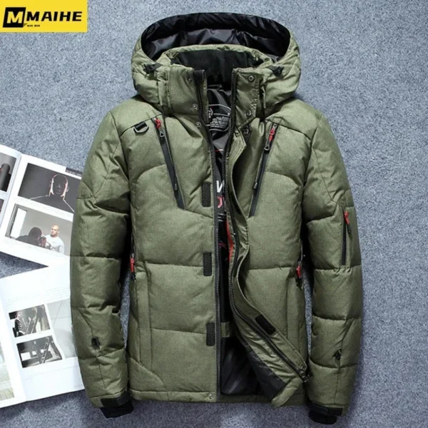 -20 Degree Winter Men's White Duck Down Jacket Thicken Warm Snow Coat Male Hooded Windbreaker Down Parkas Outerwear Sportswear - Image 5