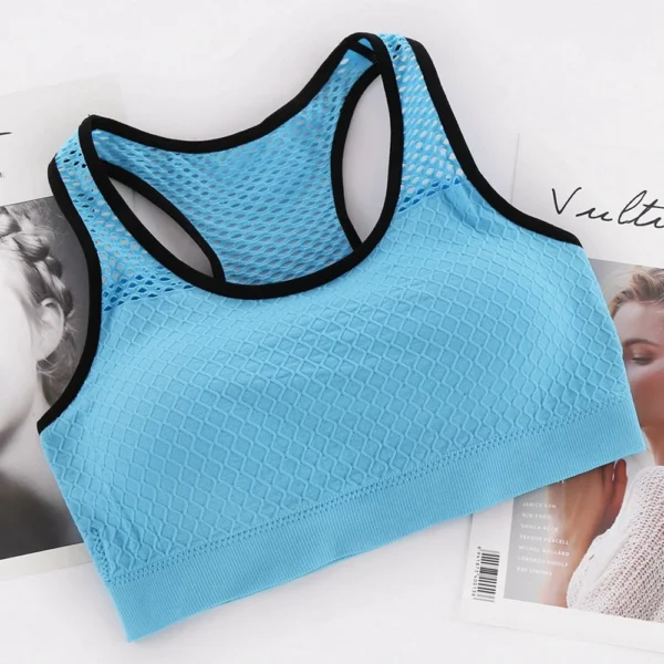 Mesh Sports Bra Hollow Out Sport Top Seamless Fitness Yoga Bras Women Gym Top Padded Running Vest Shockproof Push Up Crop Top - Image 3