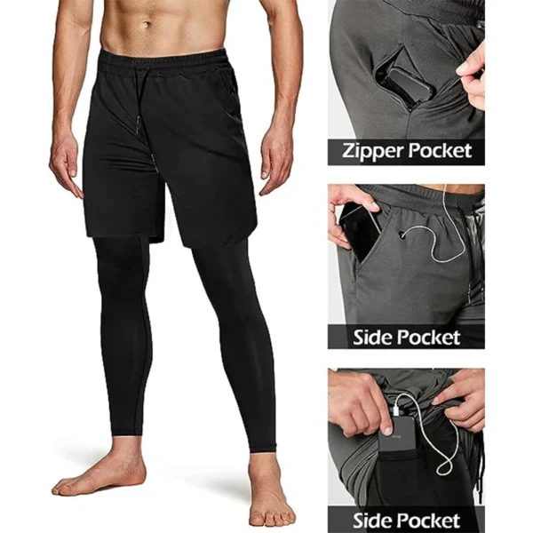 Men's Sport Pants 2 in1 Training Athletic Tracksuits Sportswear Workout Male Jogging Trousers Gym Fitness Running Pants Men - Image 4