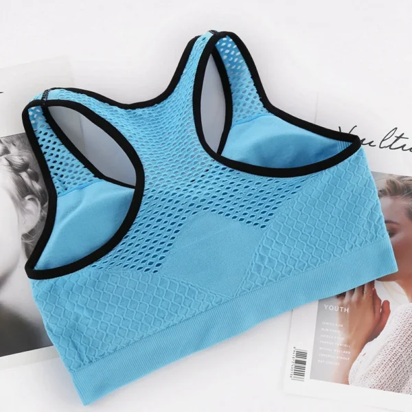 Mesh Sports Bra Hollow Out Sport Top Seamless Fitness Yoga Bras Women Gym Top Padded Running Vest Shockproof Push Up Crop Top - Image 4