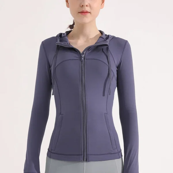 Women's Tight Sportswear Jacket Zipper Running Coat Sports Sweatshirt Autumn Naked Hooded Training Top Sport Outfit for Woman